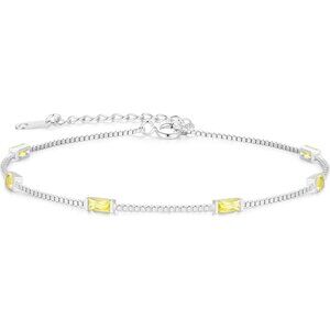 Sterling Silver Birthstone Charm Link Bracelet for Women, Elegant and Adjustable